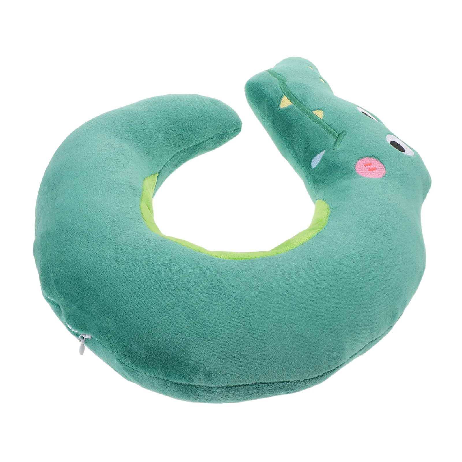 Cuscino da Viaggio a Forma di Coccodrillo, Morbido Tessuto in Cotone PP, Design a U per Aereo e Auto, Supporto Ergonomico Portatile per il Collo