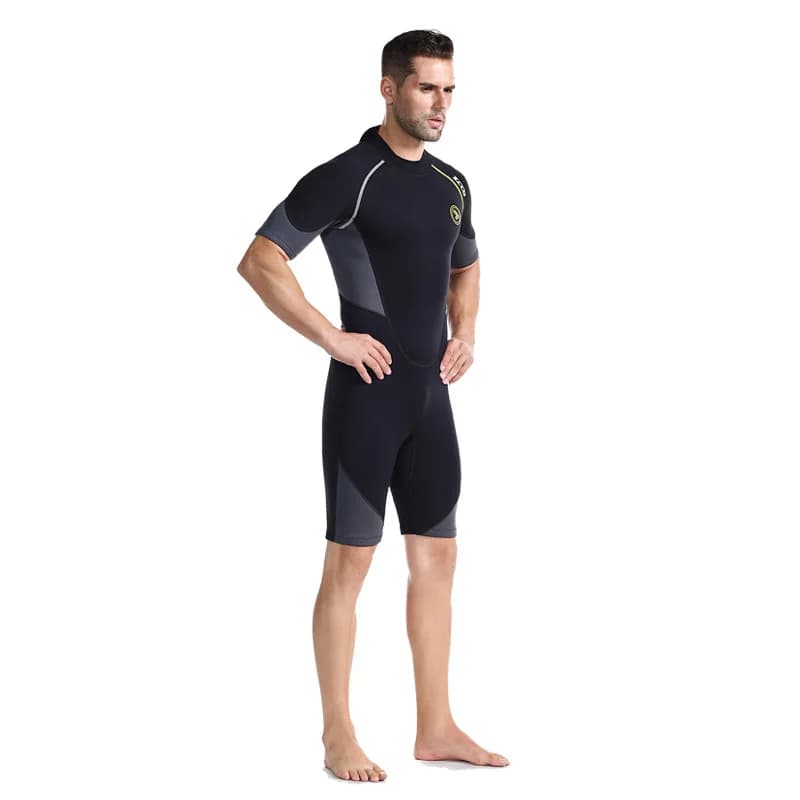 Muta Subacquea in Neoprene da 1.5MM a Manica Corta con Cerniera Posteriore per Snorkeling, Nuoto, Immersioni e Pesca Subacquea - Ideale per Sport Acquatici all'Aperto e per Mantenere il Calore