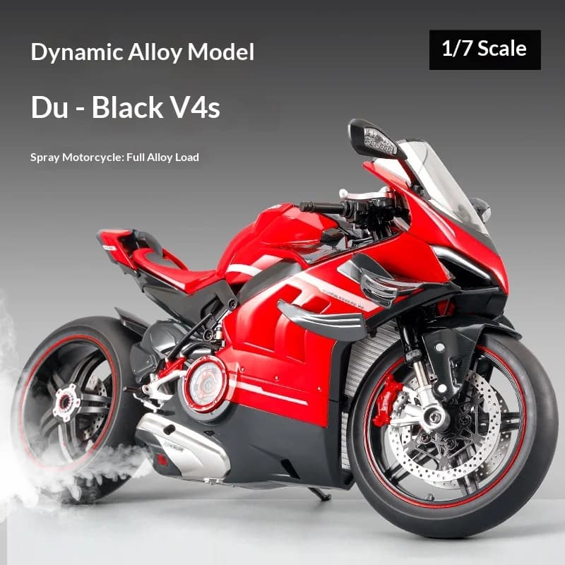 Motorcycle Model XLG 1:7 Ducati Panigale V4S - Alloy Pressofuso with Smoke Effect and Light/Sound Collector's Gift with Official License
