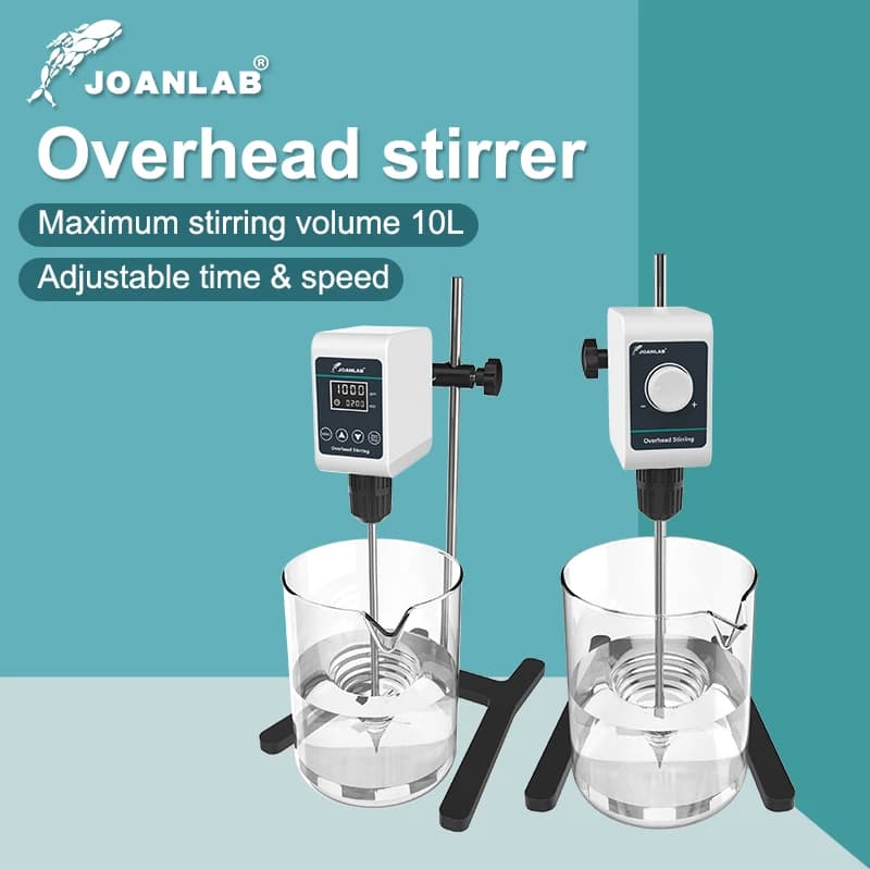 JOANLAB Overhead agitator with digital display, electric mixer, laboratory agitator, height adjustable 5/10L 1200rpm 110/220V