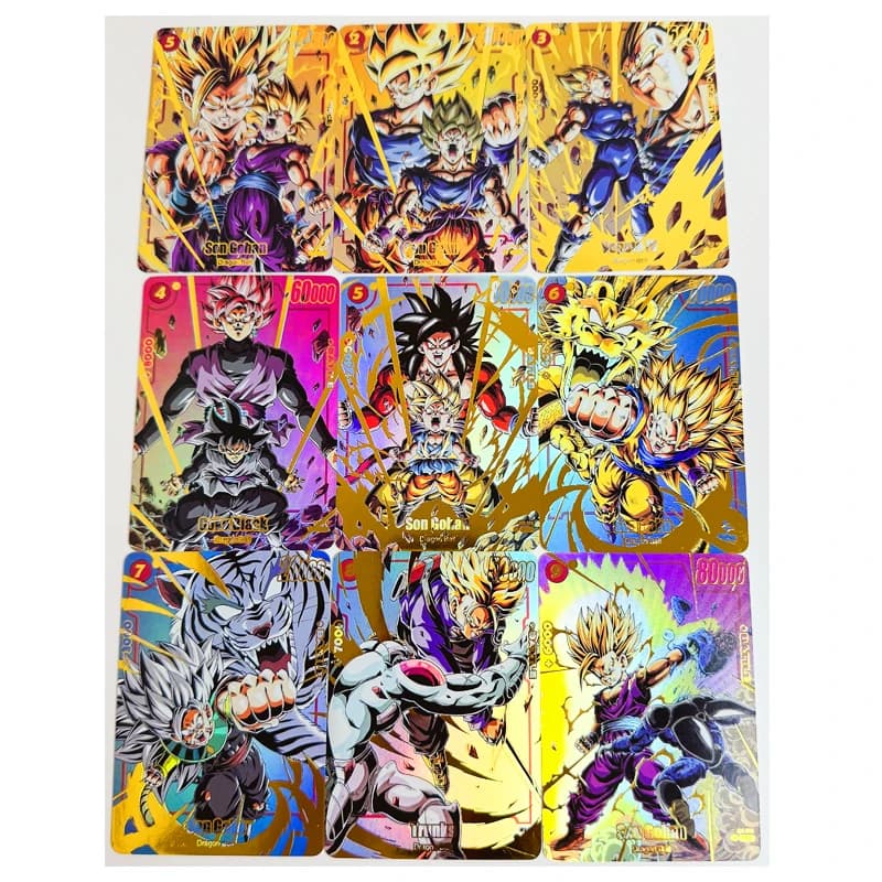 Set di 9 Carte da Collezione Dragon Ball con Goku, Vegeta, Z GT, Super Saiyan Heroes, Ultra Instinct