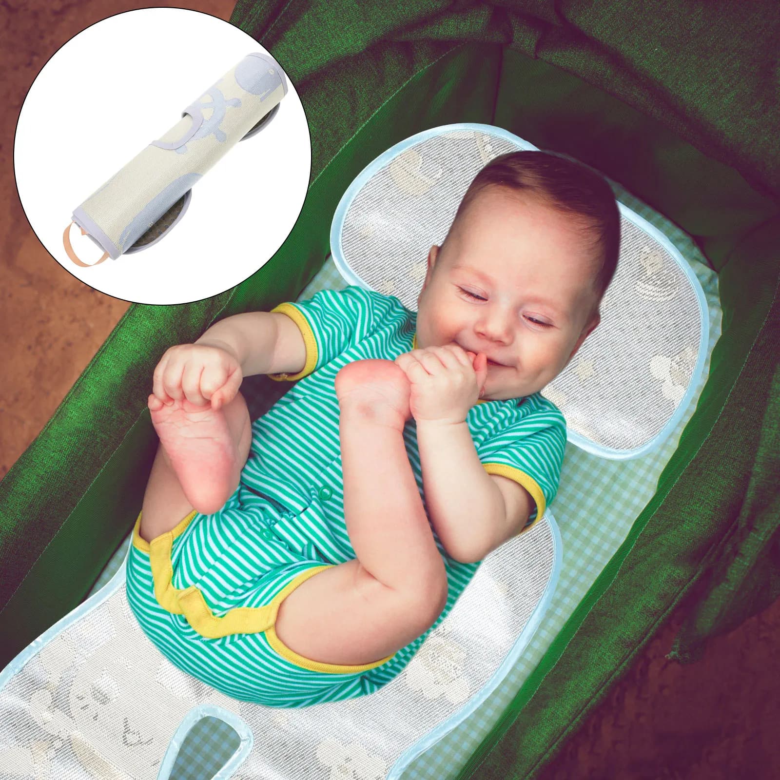 Baby Stroller Cooling Mat Premium Polyester Linen Breathable Summer Cool Cushion for Infant car Stroller Outdoor Travel