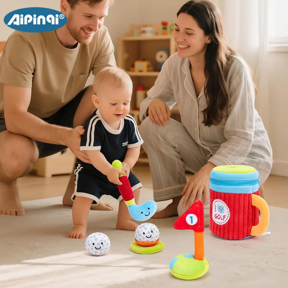 6Pcs Cartoon Baby Golf Toy Set, Safe Soft Sports Toys, Parent-child Interactive Grasping Educational Playset for Infants Gifts