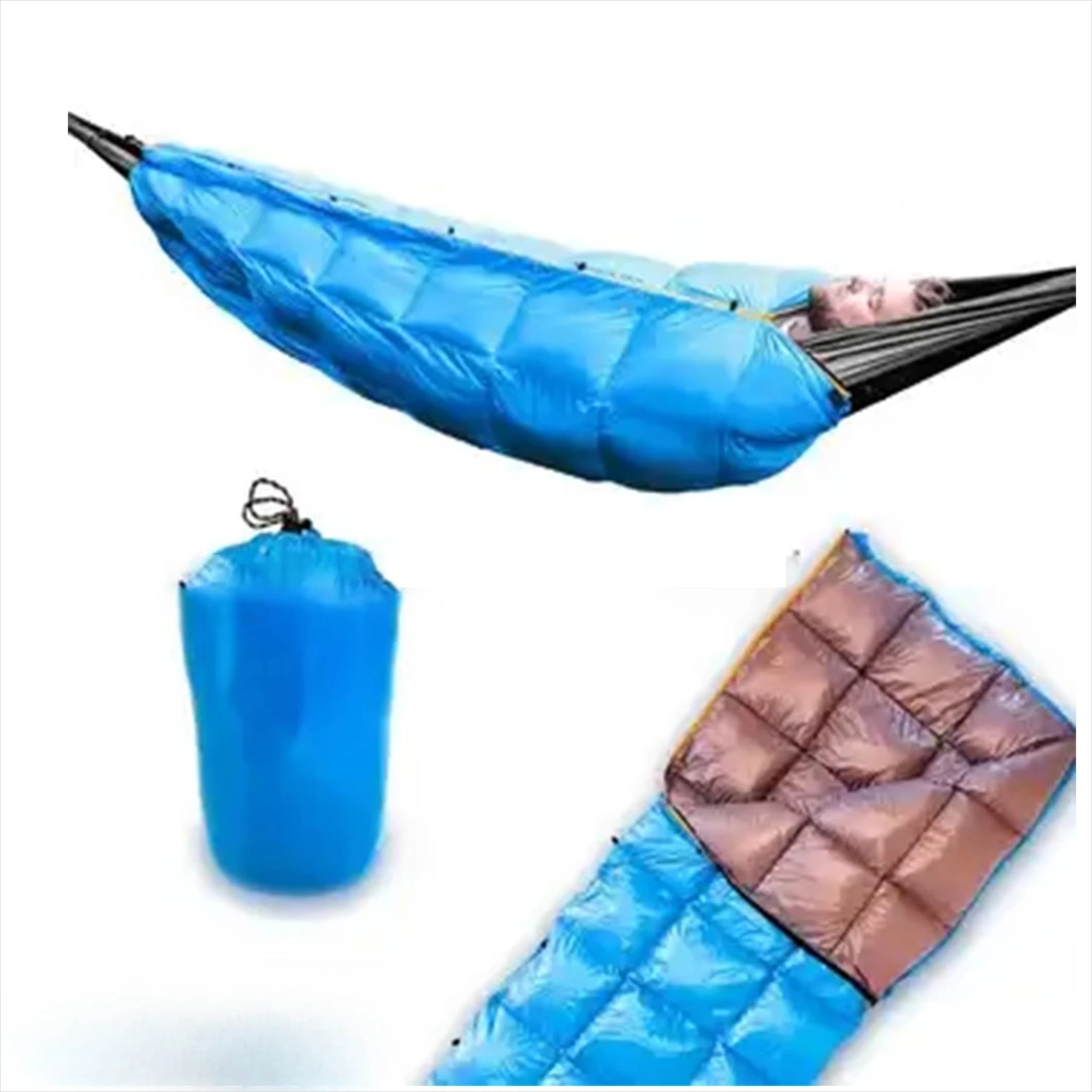 Lightweight sleeping bag for mummy, hiking, camping, backpack, with compression bag for hammock