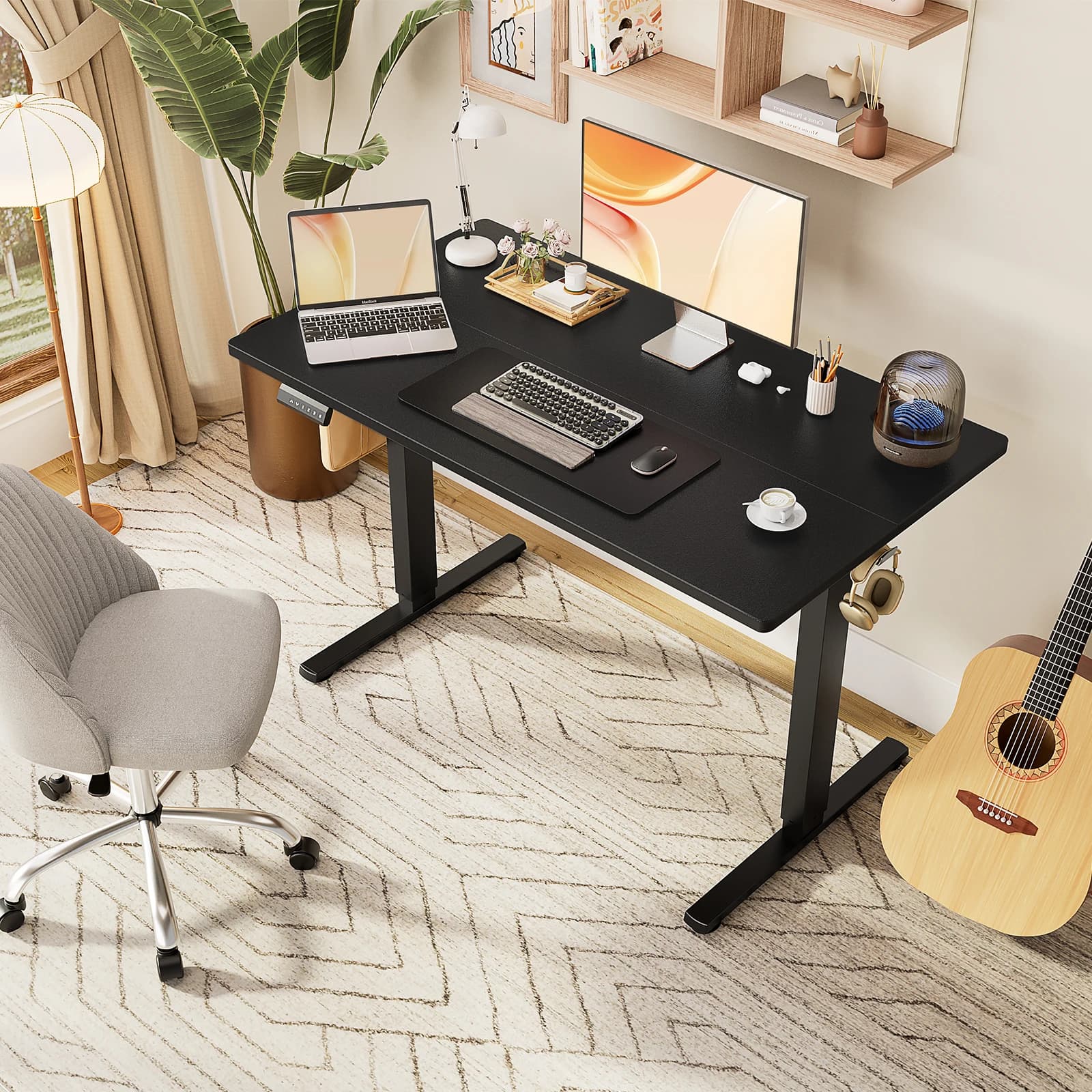 JHK Scrivania elettrica ergonomica in piedi Scrivania per computer regolabile in altezza Tavolo da lavoro per PC di grandi dimensioni Scrivanie da gioco per ufficio domestico