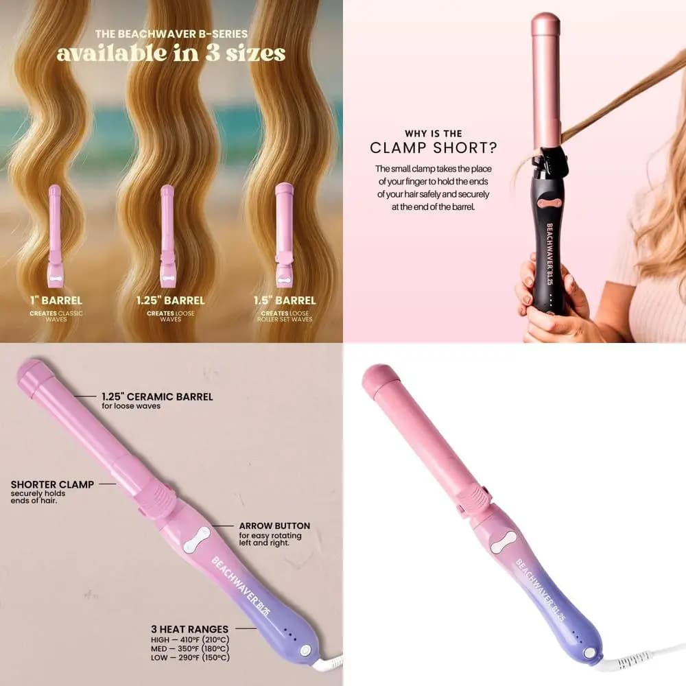 1.25 inch ceramic tile iron - Pink Sunset for medium and long hair | Ideal for travel with automatic shutdown and double voltage