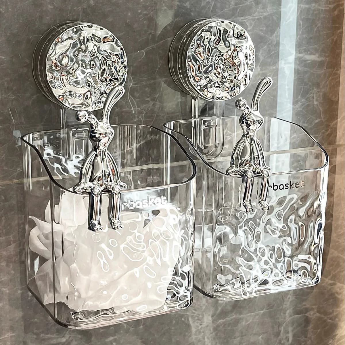 Suction Cup Waste Face Towel Storage Box Wall Hanging Toiletries Rack Face Towel Storage Rack Bathroom Hanging Basket