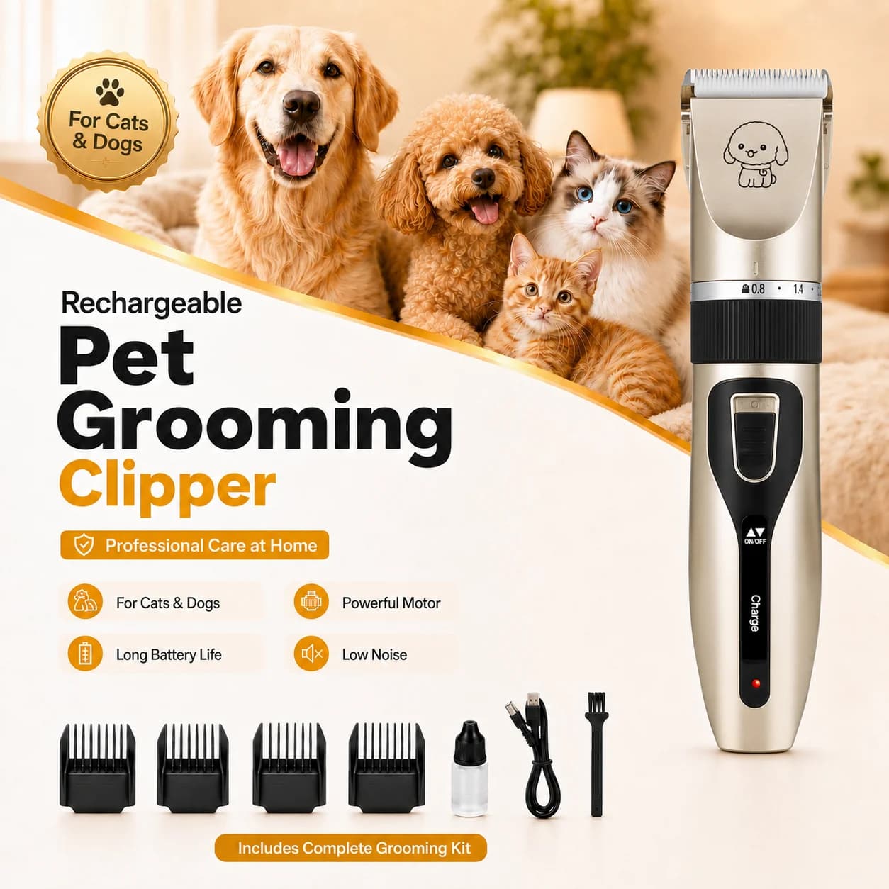 Tosatrice Professionale per Cani e Gatti, Kit Toelettatura per Conigli e Gatti, Set Tosatore per Animali Domestici, Dispositivo di Bellezza per Conigli, Gatti e Cuccioli