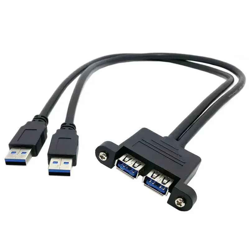 Cavo di prolunga doppio USB maschio-femmina cavo di prolunga USB 3.0 a doppia porta Con fori per viti M3 montaggio a pannello USB 2.0