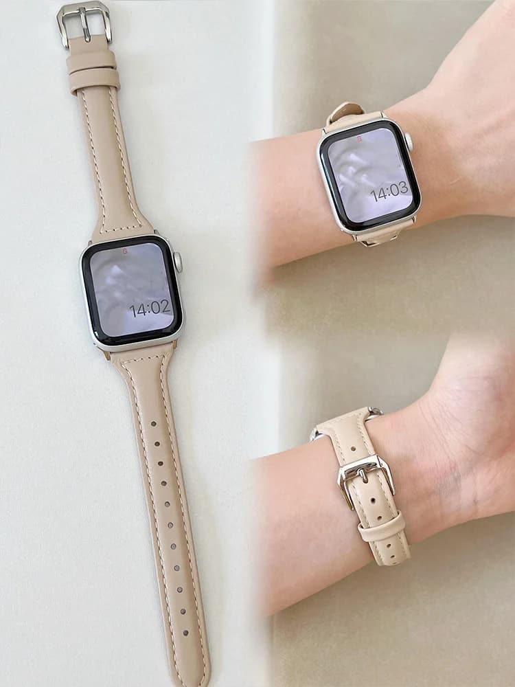 Slim leather bracelet for apple watch 10 46mm 42mm 44mm 45mm 41mm 45mm 44mm ultra 2 49mm iwatch bracelet 9 8 7 6 SE 5 4 band