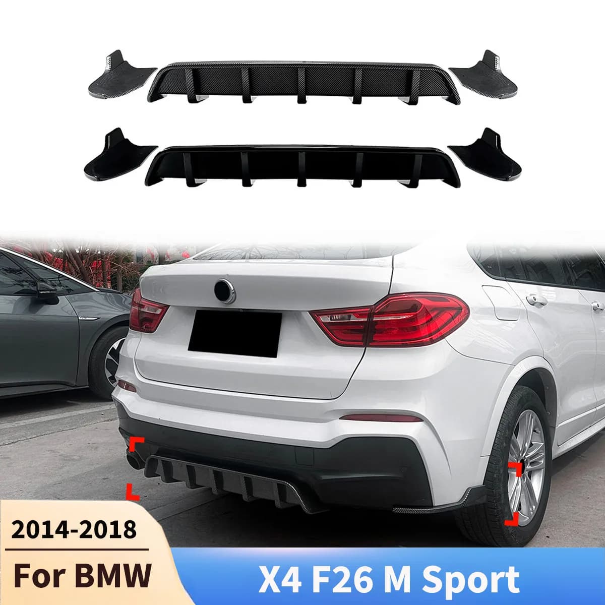 For BMW X4 F26 M Sport 2014 2015-2018 Auto Rear bumper Lip Spoiler Accessories Splitter Body kit Tuning Parts