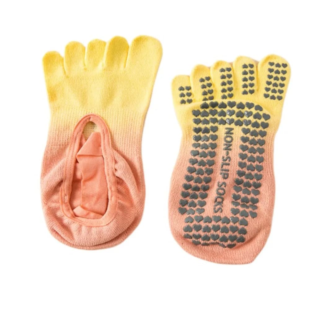 1 Pair Anti Slip Five Finger Yoga Socks Full Five Finger Cross Strap Split Finger Yoga Socks Cotton Elastic