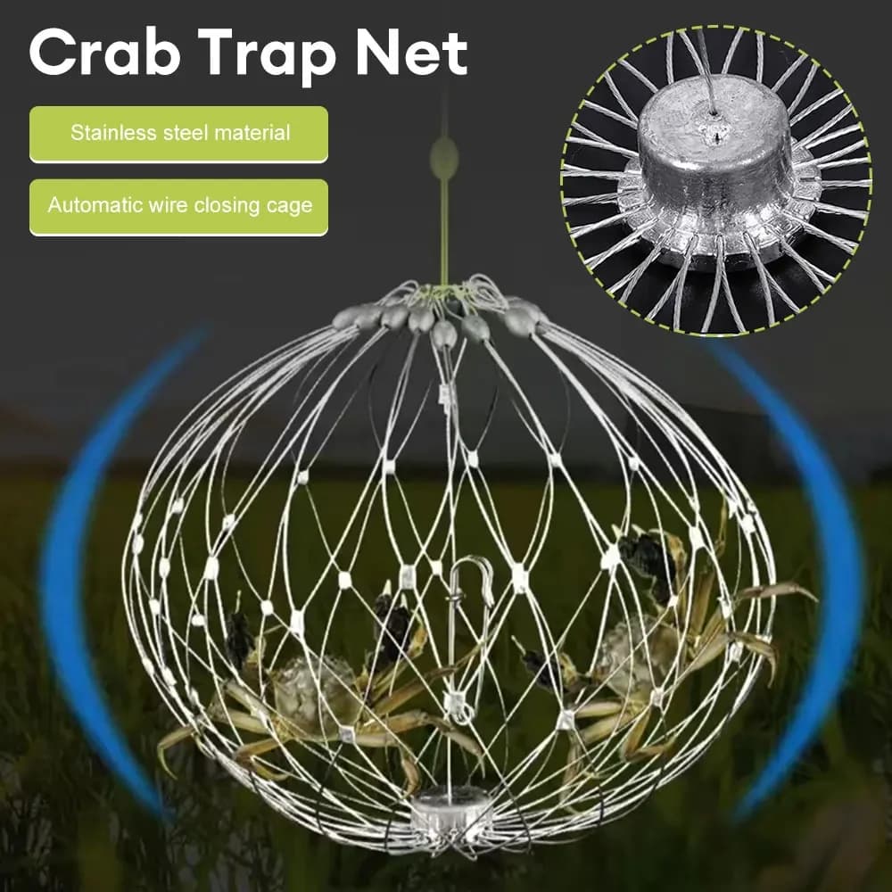 Gabbia per rete da pesca Filo di chiusura aperto automatico universale Trappola per granchi per pesci Filo di acciaio per accessori per la pesca all'aperto in acqua salata