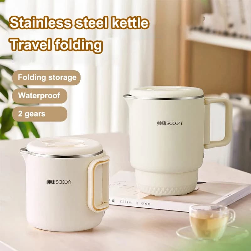 2025 New 3 in 1 portable multifunctional rice cooker small travel electric kettle for domestic use folding electric cooker hot pot
