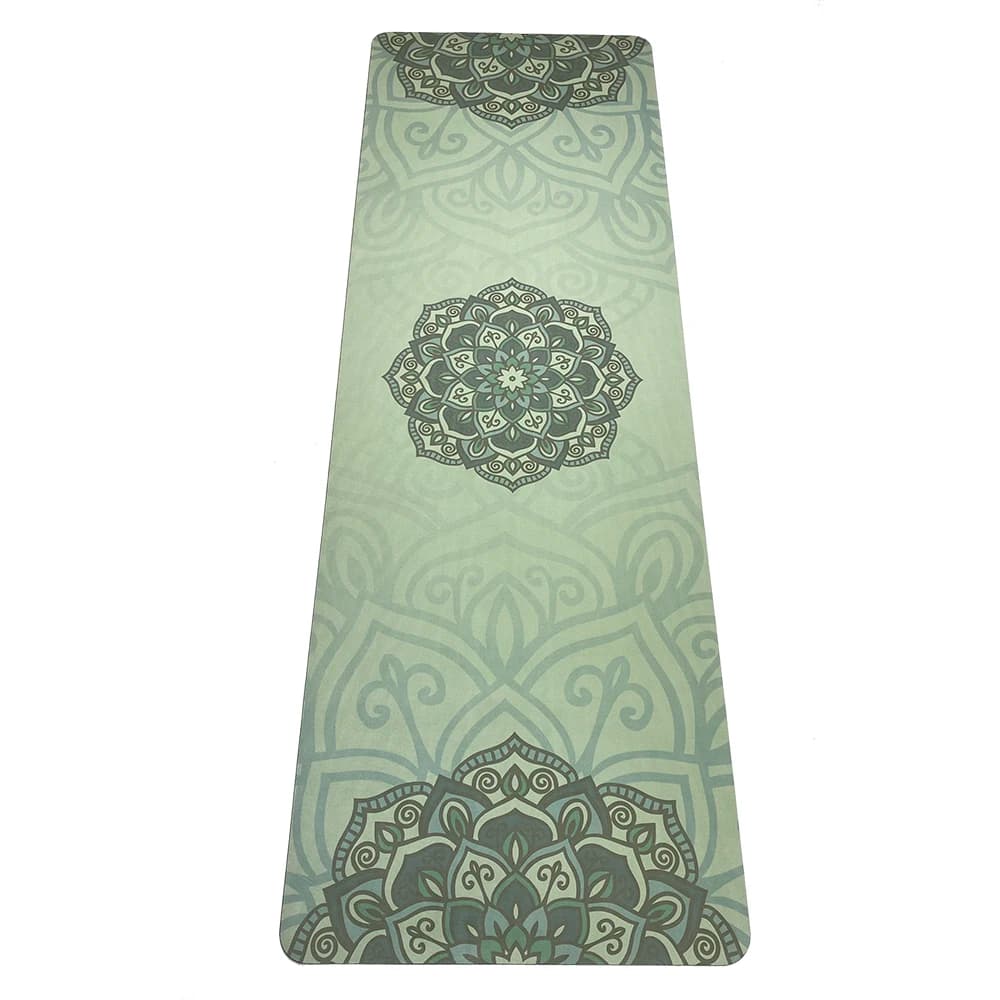 Tappetino yoga colorato Mandala verde giallo 80 cm