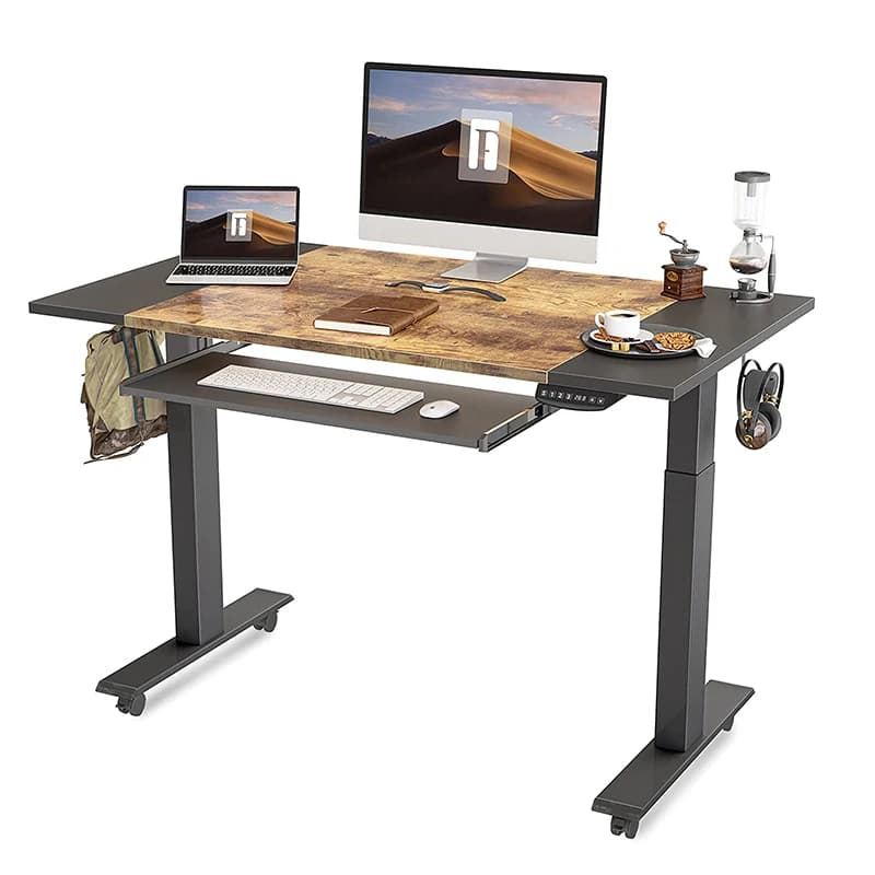 Scrivania elettrica moderna in piedi con altezza e larghezza regolabili Tavolo per computer commerciale per ufficio domestico Materiale in legno