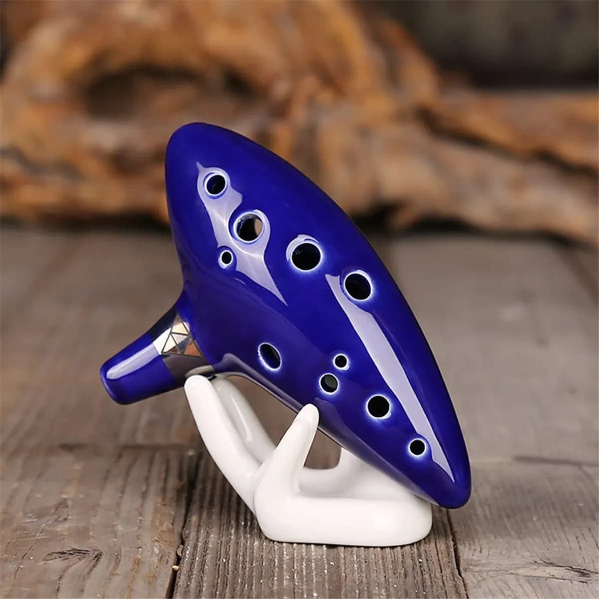 Ocarina,12 toni Alto C ceramica Ocarina strumento musicale con Song Book Neck String Neck Cord Carry Bag, blu