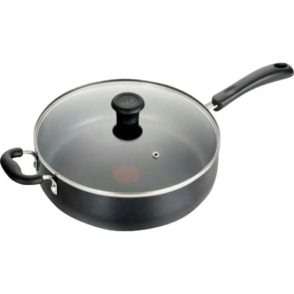 Padella Antiaderente con Coperchio in Vetro 5 Quarti, Adatta al Forno 350F, Padella Profonda, Lavabile in Lavastoviglie, Nera