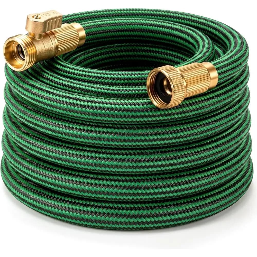 NON-EXPANDABLE Garden Hose 25 ft, Heavy Duty Flexible Water Hose, Kink Resistant Lightweight Hybrid Hose with Durable Fabric Ski