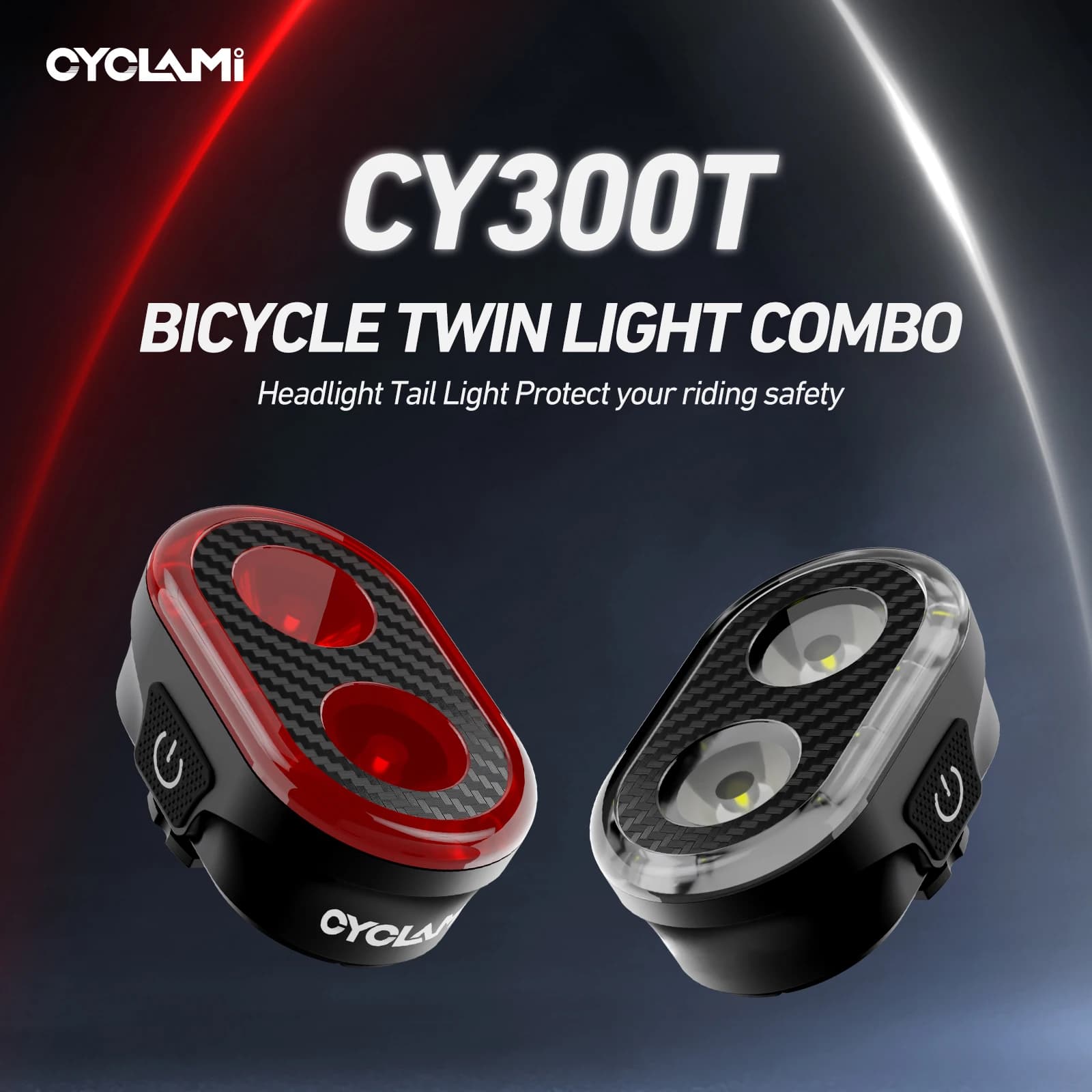 Cycami CY300T Bicycle Front Bicycle Back Light Set USB Headlight Light MTB Backlight Waterproof LED Lantern Bike Parts
