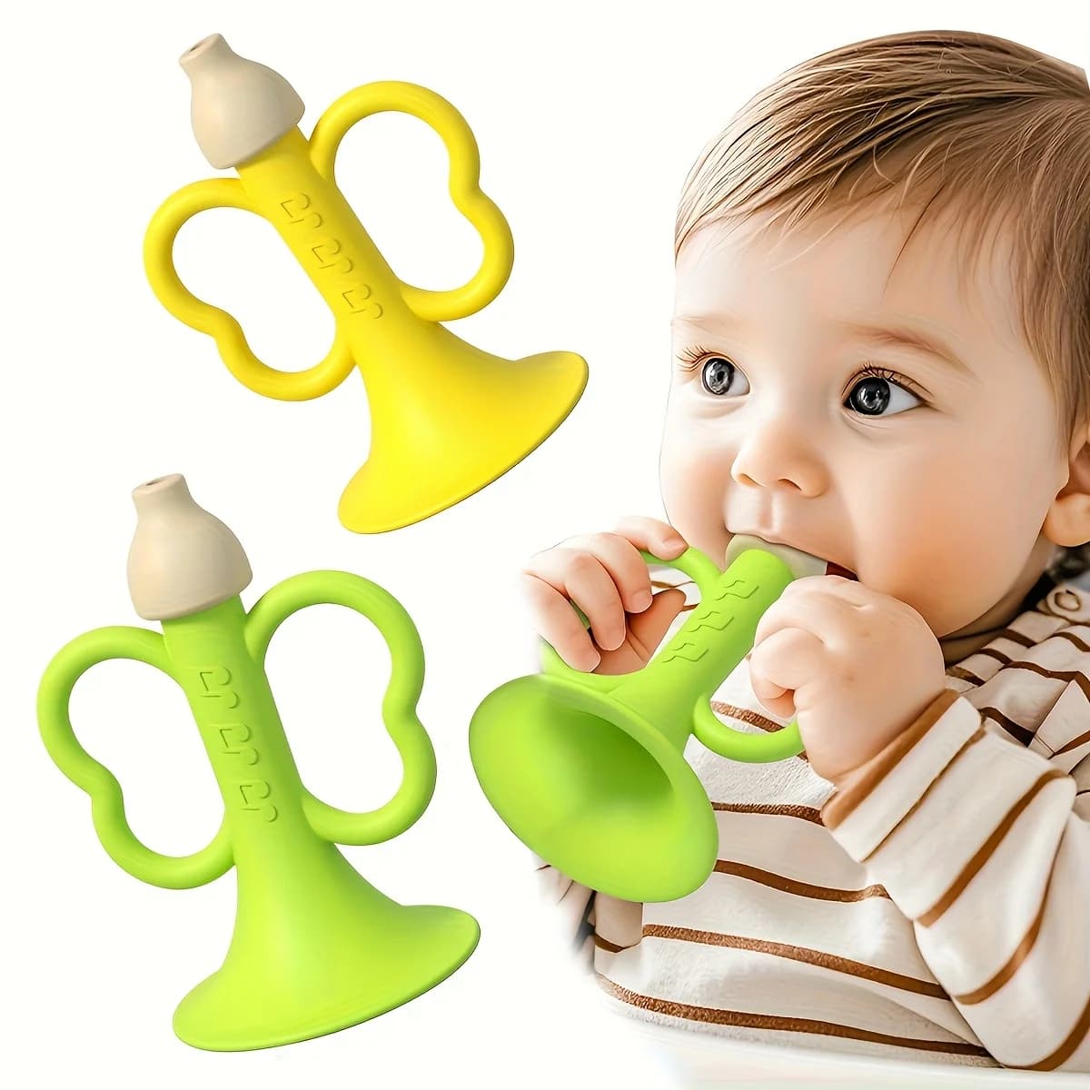 Corno per la dentizione del bambino, giocattolo sensoriale per il dente del bambino, giocattolo per la dentizione morbido, lenisce le gengive del tuo bambino attraverso più punti sensoriali
