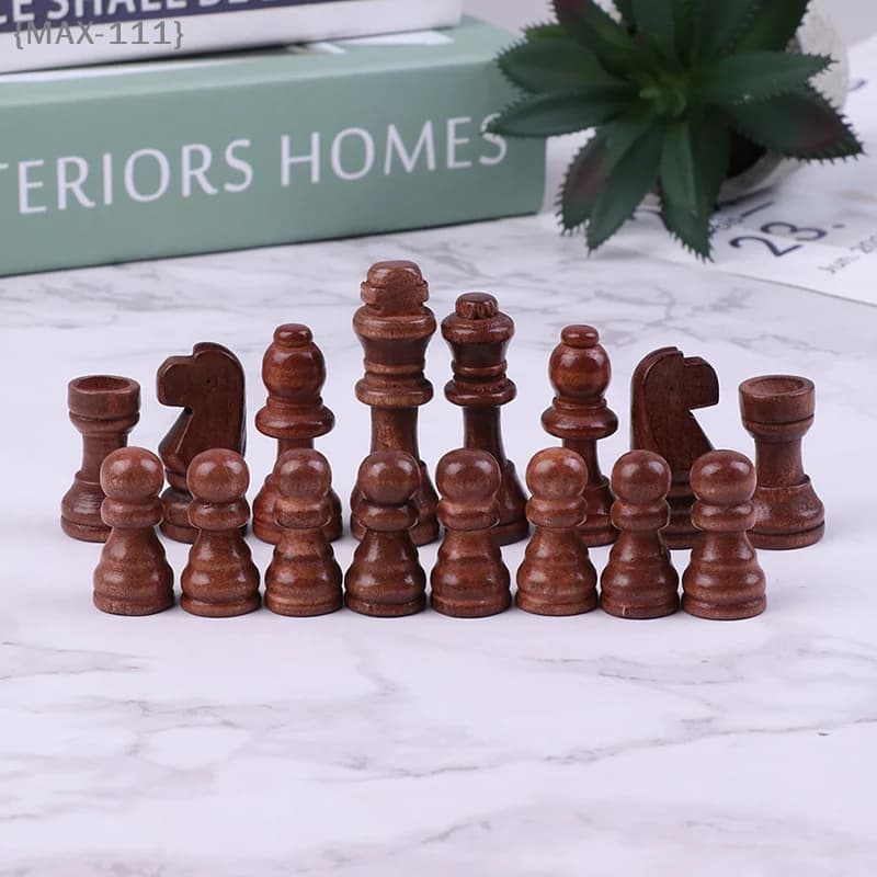 【F2-MAX111】Set di 32 Pezzi Scacchi in Legno da 2,2 Pollici, Gioco di Scacchi Internazionale, Accessori per Intrattenimento