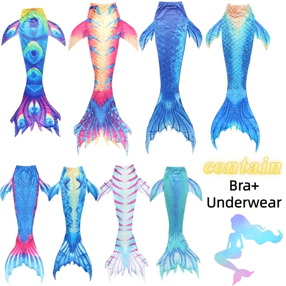 Fish Coda Swimsuit for Girls from 5 to 10 Years, Ideal for Beach and Pool Party, Role Play disguise