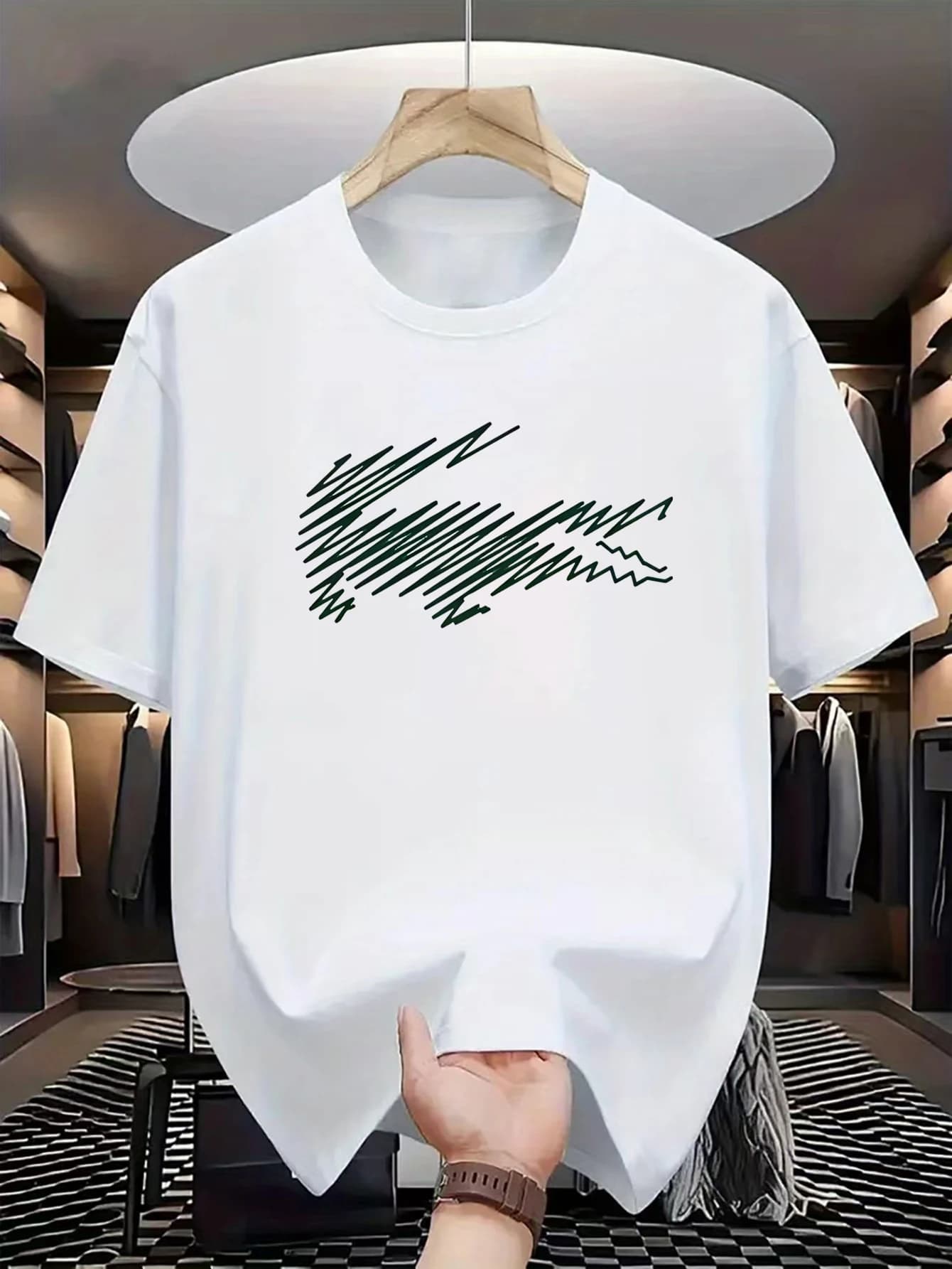 Summer Men Daily Loose Pattern Printed Round Neck Short Sleeve T Shirt Soft Breathable Comfortable Fitness Sports Tops 2.