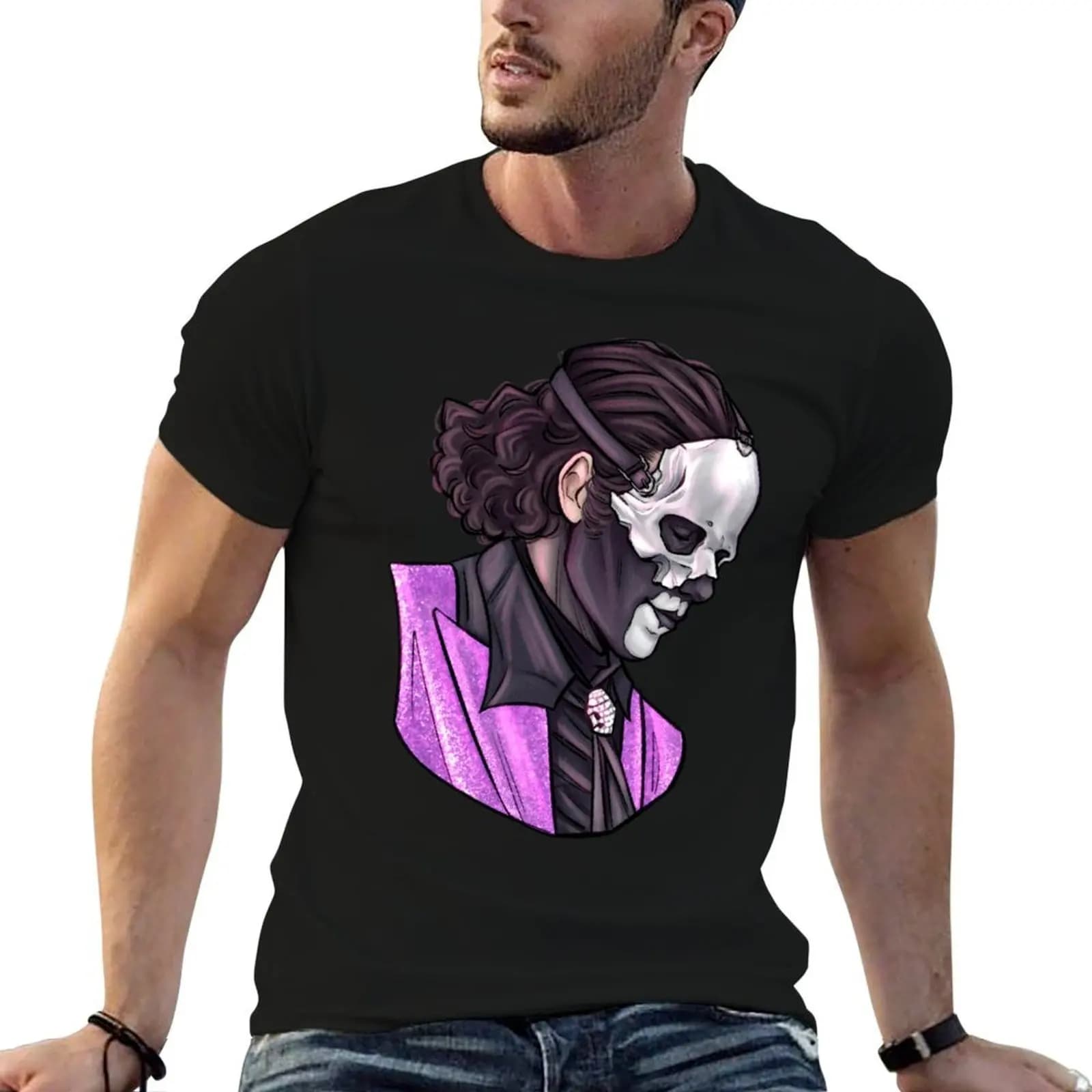 T-shirt Smiling Perpetua da uomo, t-shirt in cotone pesante per uomo, t-shirt da uomo 100% cotone, t-shirt casual da uomo