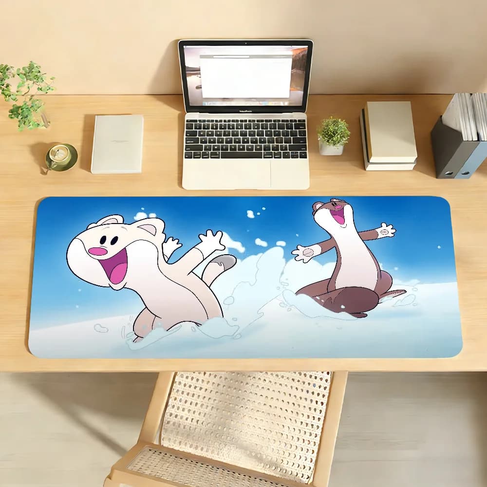Tappetino per mouse Mascot T-Tina e M-Milo, antiscivolo con bordo bloccabile, accessori per PC e laptop, in gomma, per ufficio, tastiera, gaming XXL, tappetino da scrivania grande