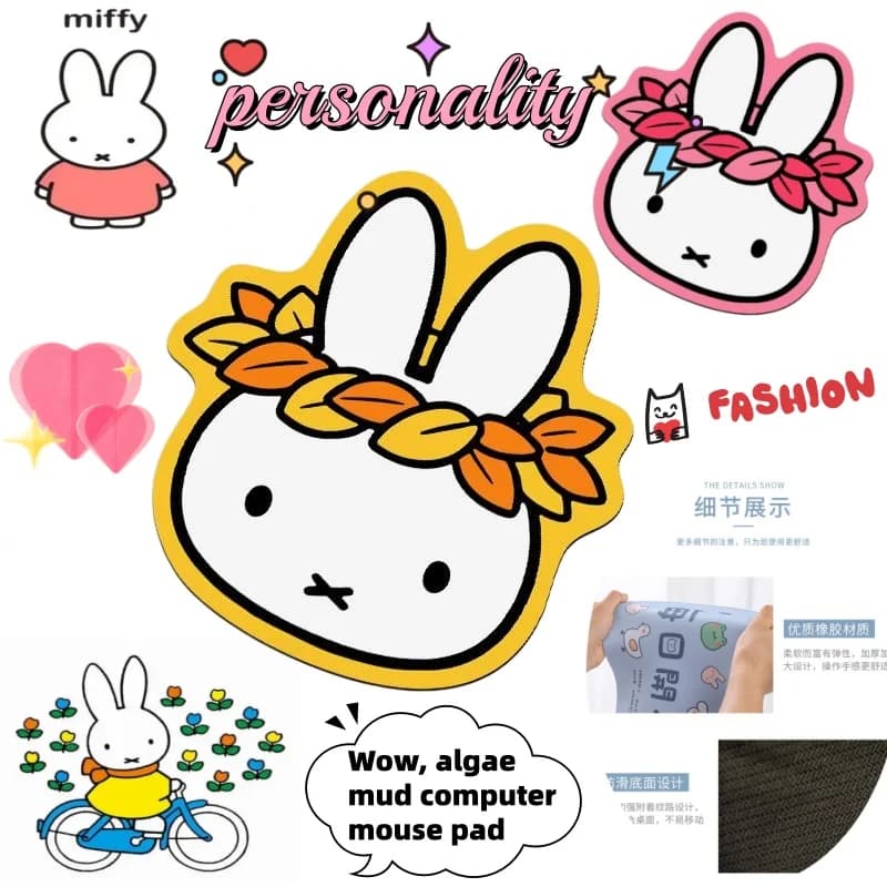 Tappetino per mouse Miffy, tappetino per mouse protettivo ispessito con simpatico e alla moda disegno a cartoni animati, per ufficio e casa, regalo di compleanno per gli amici