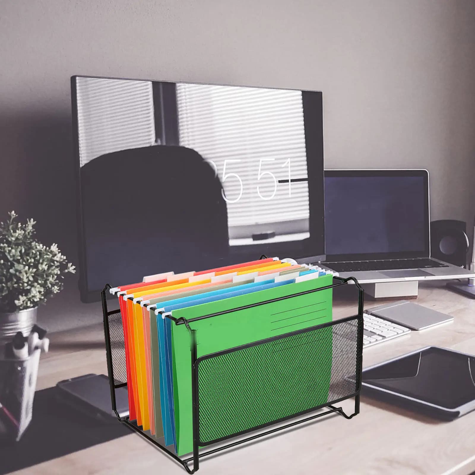 Set di 8 Cartelle Appendibili Colorate e Pratiche, Organizzatore Multilivello per Archivio, Scrivania, Ricevute, Uso Portatile