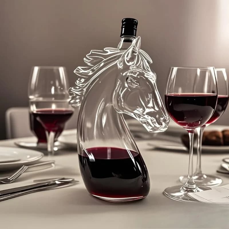 Decanter per Vino a Forma di Testa di Cavallo, Decorazione per Bar Anno del Cavallo 2026, Decanter in Cristallo Senza Piombo per Vino Rosso e Brandy