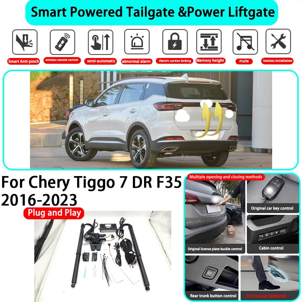 Kit Portellone Posteriore Elettrico Automatico Intelligente per Chery Tiggo 7 DR F35 2016-2023, Chiusura con Chiave, Plug and Play