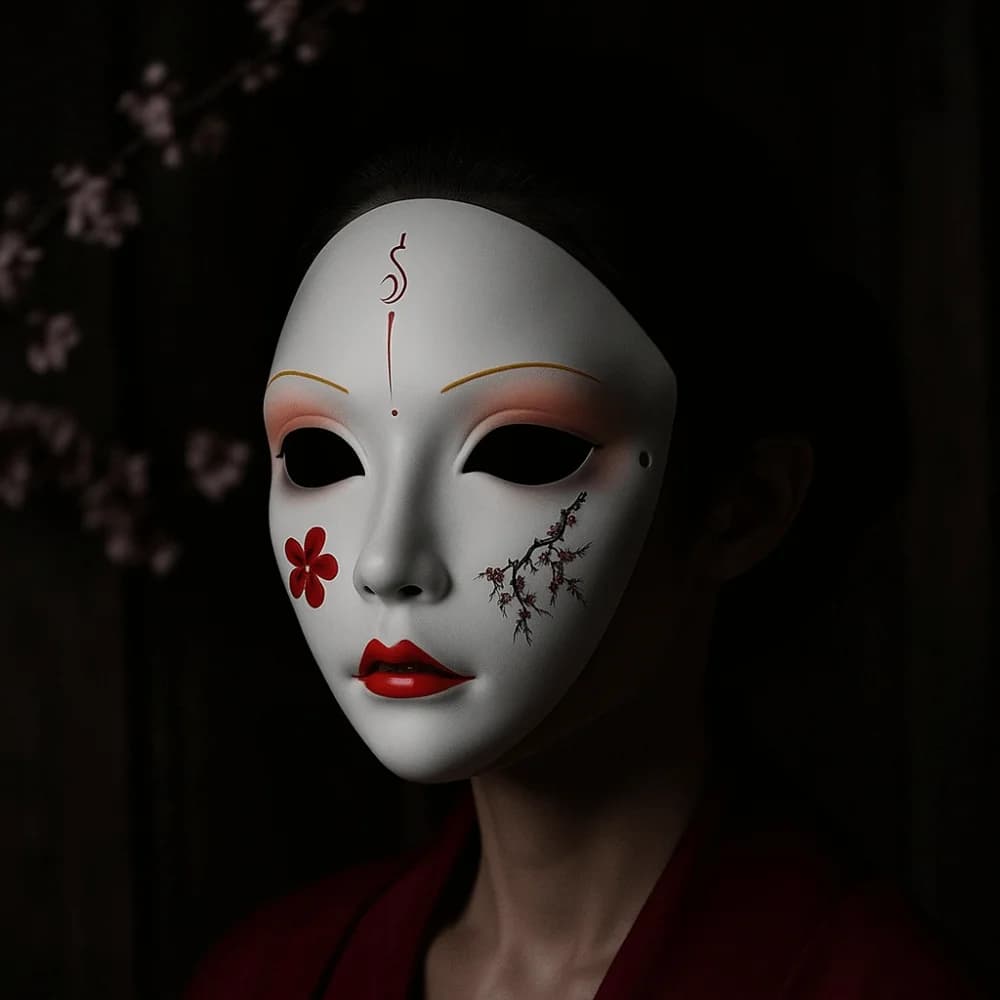 Creativo Full Face Cosplay Geisha Mask Dress Up Spettrale Hanfu Maschera Cosplay Fiore Masquerade Maschera giapponese Giocattolo regalo