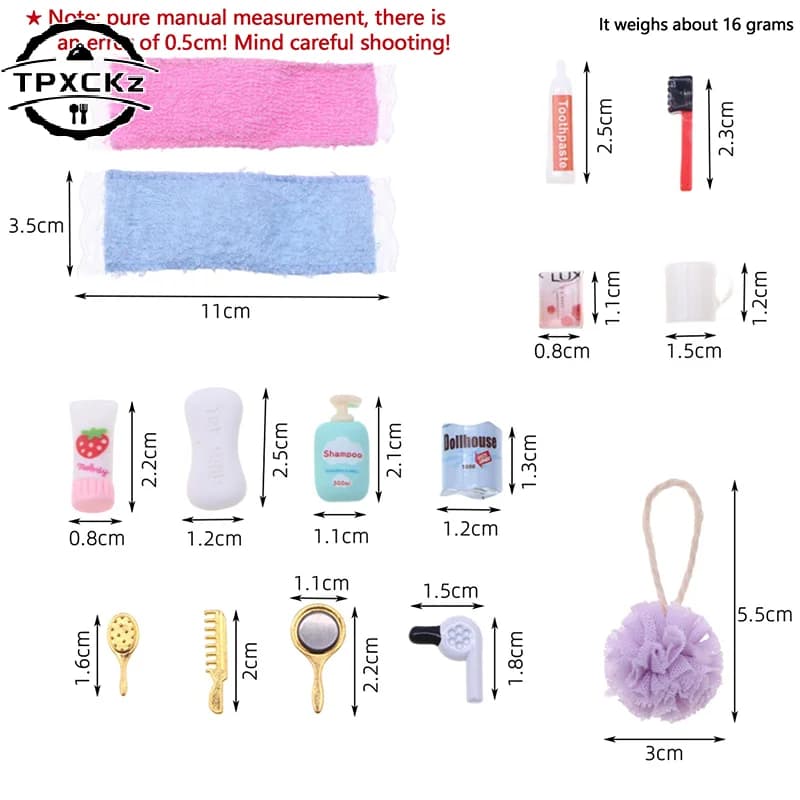Miniature Doll House Practice bathroom scene decoration Hairdryer Mirror Kit Model Mini Doll Accessory for bathroom dressing tool