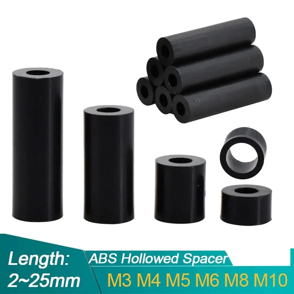 M3-M10 Distanziatore in nylon scavato non filettato ABS nero Rondella distanziatore cava rotonda Supporto scheda PCB per l'installazione della TV Pilastro della colonna