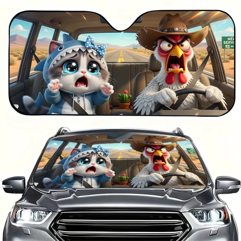 1Pcs Car Windshield Sun Shade With Playful Design, Easy Installation, Suitable For Rvs And Suvs