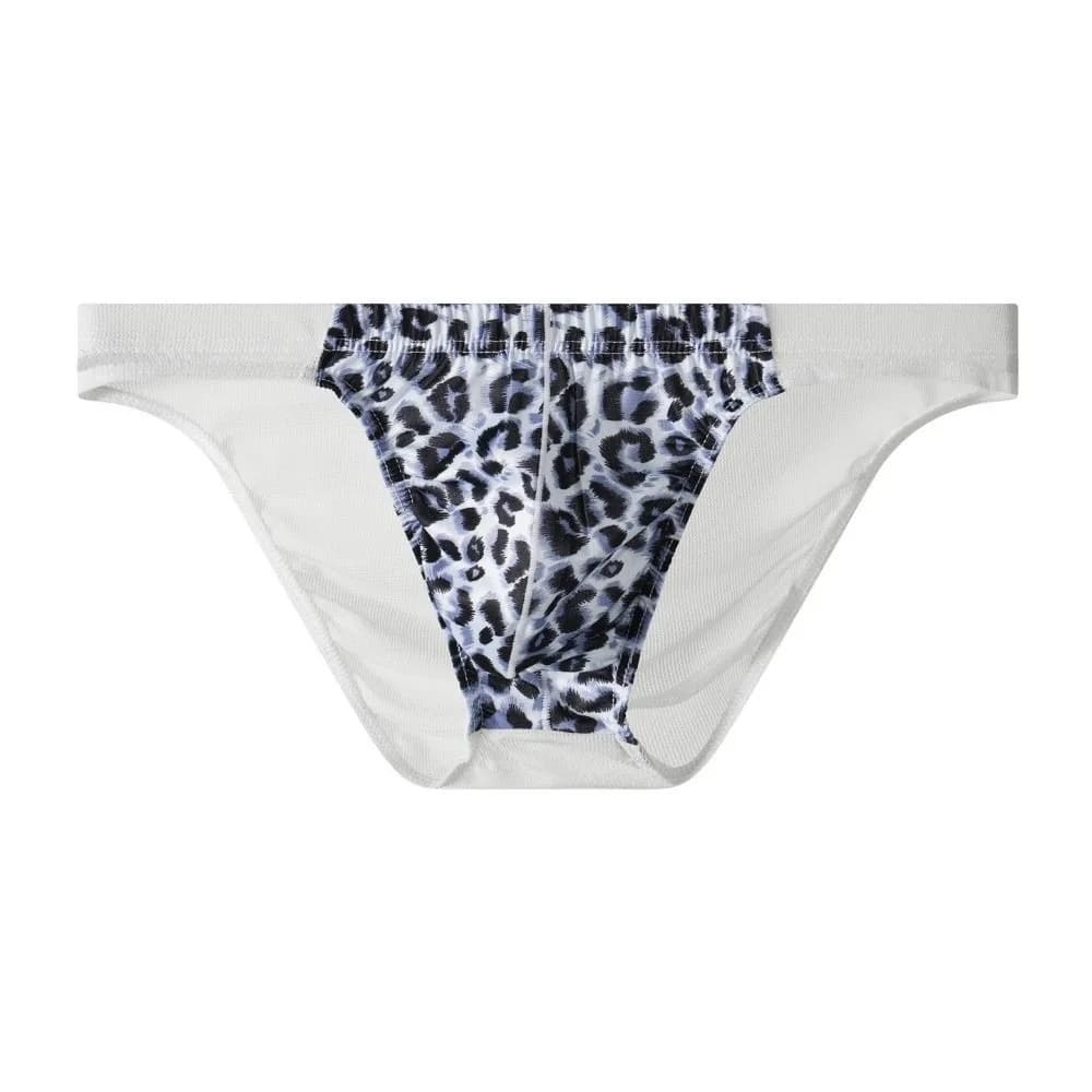 Fashion Lingerie Leopard Triangle Panties Breathable Low Waist Men Thin Briefs Mesh Transparent Underwear for Men Male