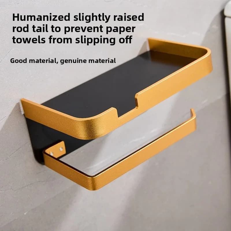 Portarotolo da Bagno in Alluminio Spaziale, Porta Carta Igienica Domestico in Alluminio Spaziale, Porta Asciugamani Spesso Senza Foratura