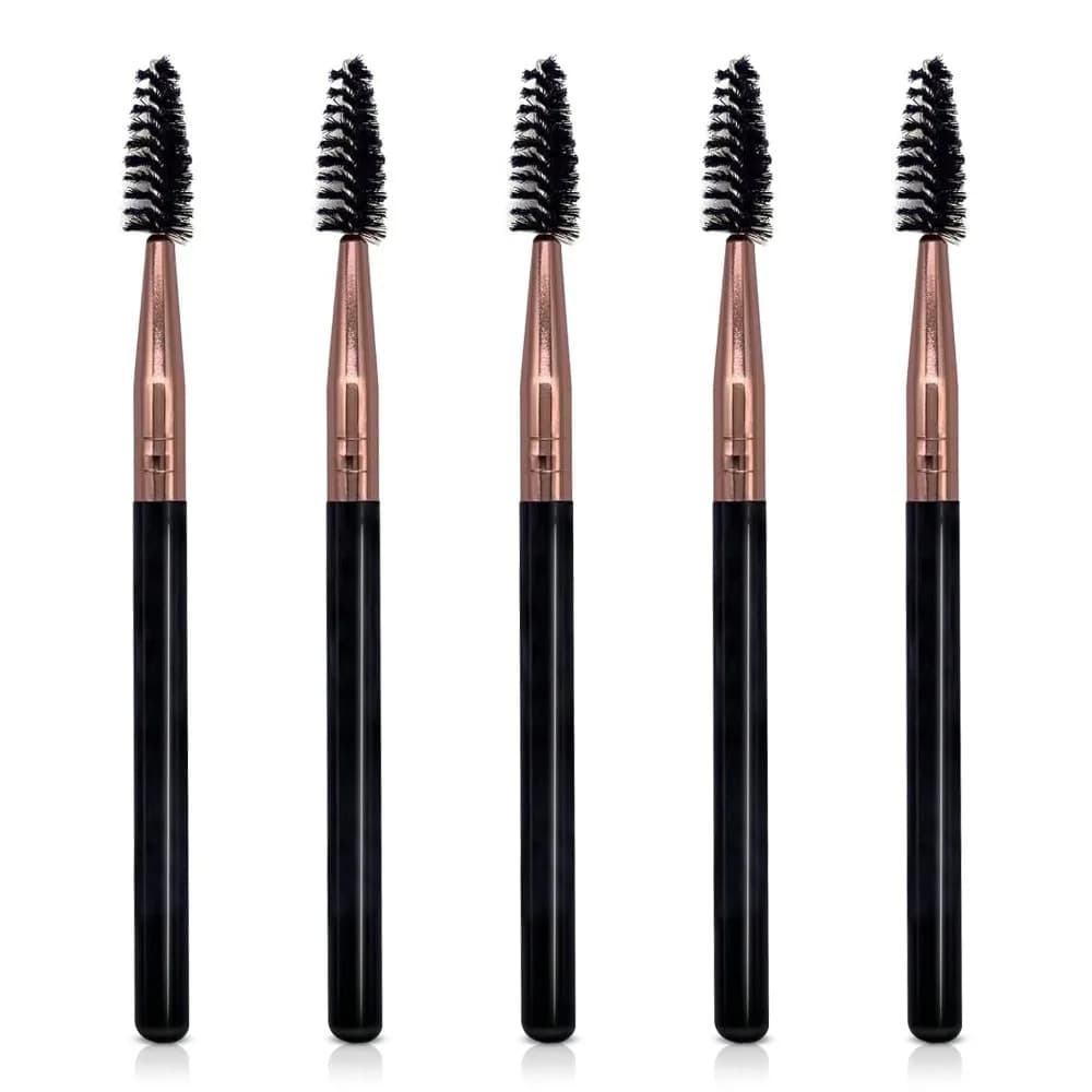 Mascara Brush Wands Set - 5pcs Spooly Eyelash & Eyebrow Applicators for Extensions, Reusable Fiber Brushes