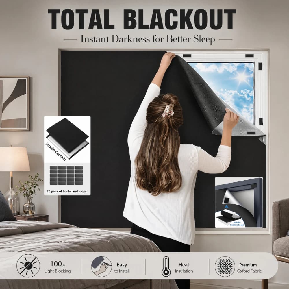 100% Blackout Curtain Darkest House Blackout Window Privacy Film Tint Anti Look Cover Glass Window Cloth Car Stickers