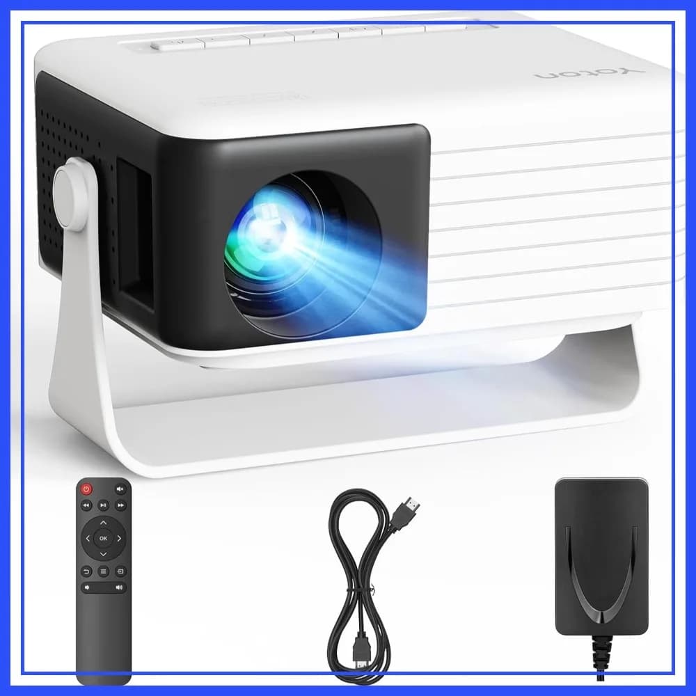 Mini Proiettore Aggiornato 2026, 360 ° Zoom 50% con correzione automatica e rotazione dell'immagine per camera da letto, compatibile con telefono/HDMI/USB
