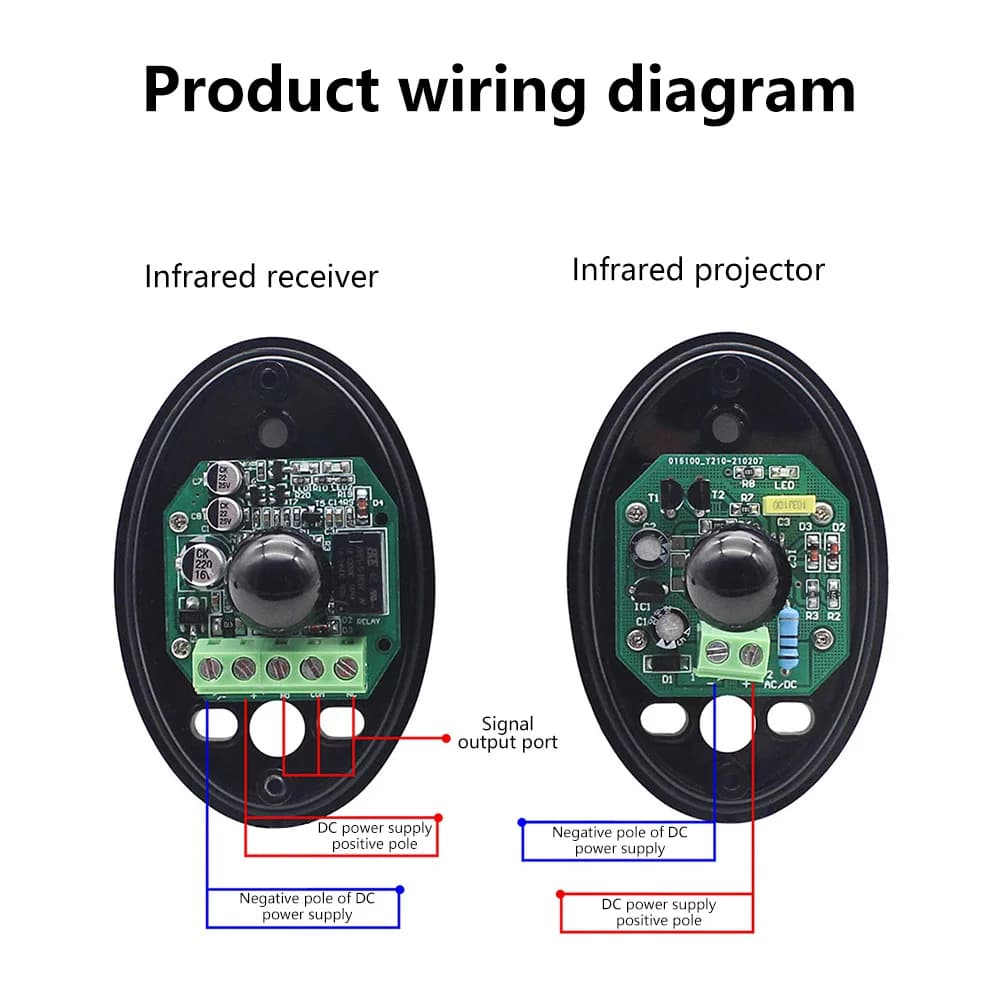 Rilevatore di barriera con sensore a infrarossi attivo a forma di uovo 12V/24V con 2 fotocellule per cancelli per porte e finestre