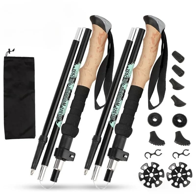 2pcs/set Walking Sticks Ultralight Poles Adjustable Carbon Fibre Outdoor Trekking Poles EVA cork Quick Adjustable Locks