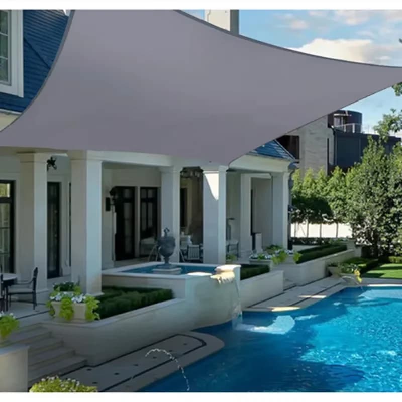 4x5M 5x6M Rettangolo Ombra Vela 300D Poliestere Impermeabile Per Giardino Terrazza Baldacchino Piscina Parasole Tela Tenda Da Campeggio