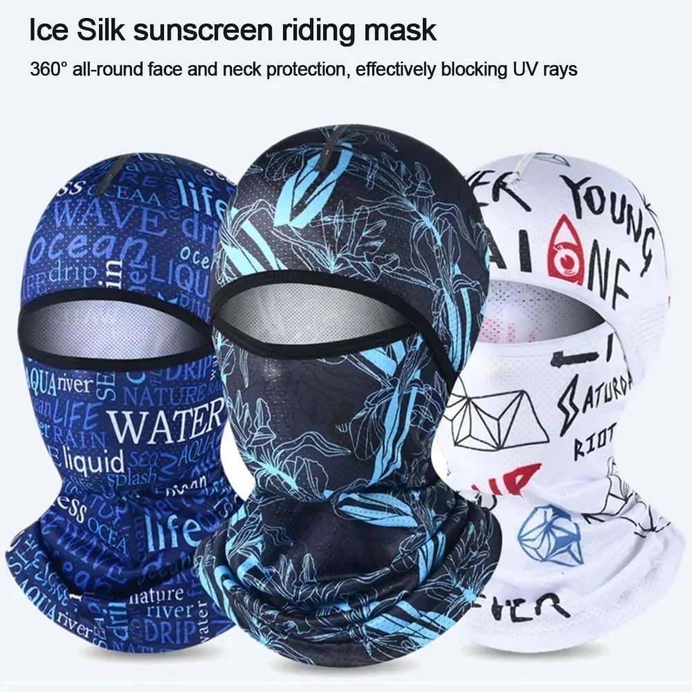 Maschera sportiva estiva in seta ghiacciata per ciclismo, protezione solare e UV, copricapo integrale