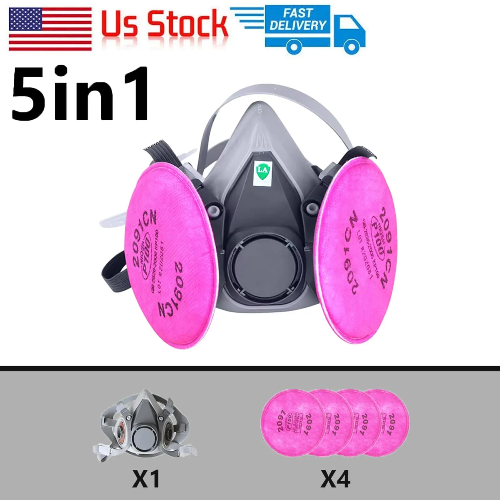 5in1 6200 Half Face Dust Gas Mask Respirator Industrial Paint Spray Chemical Organic Vapor Protective Equipment with Filters