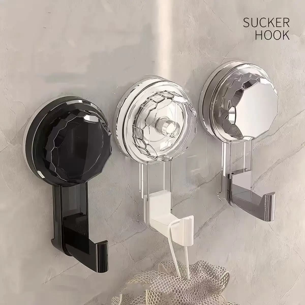 Ganci per aspirapolvere neri Potente ventosa Gancio portaoggetti riutilizzabile Gancio da parete per vestiti senza traccia per bagno e cucina