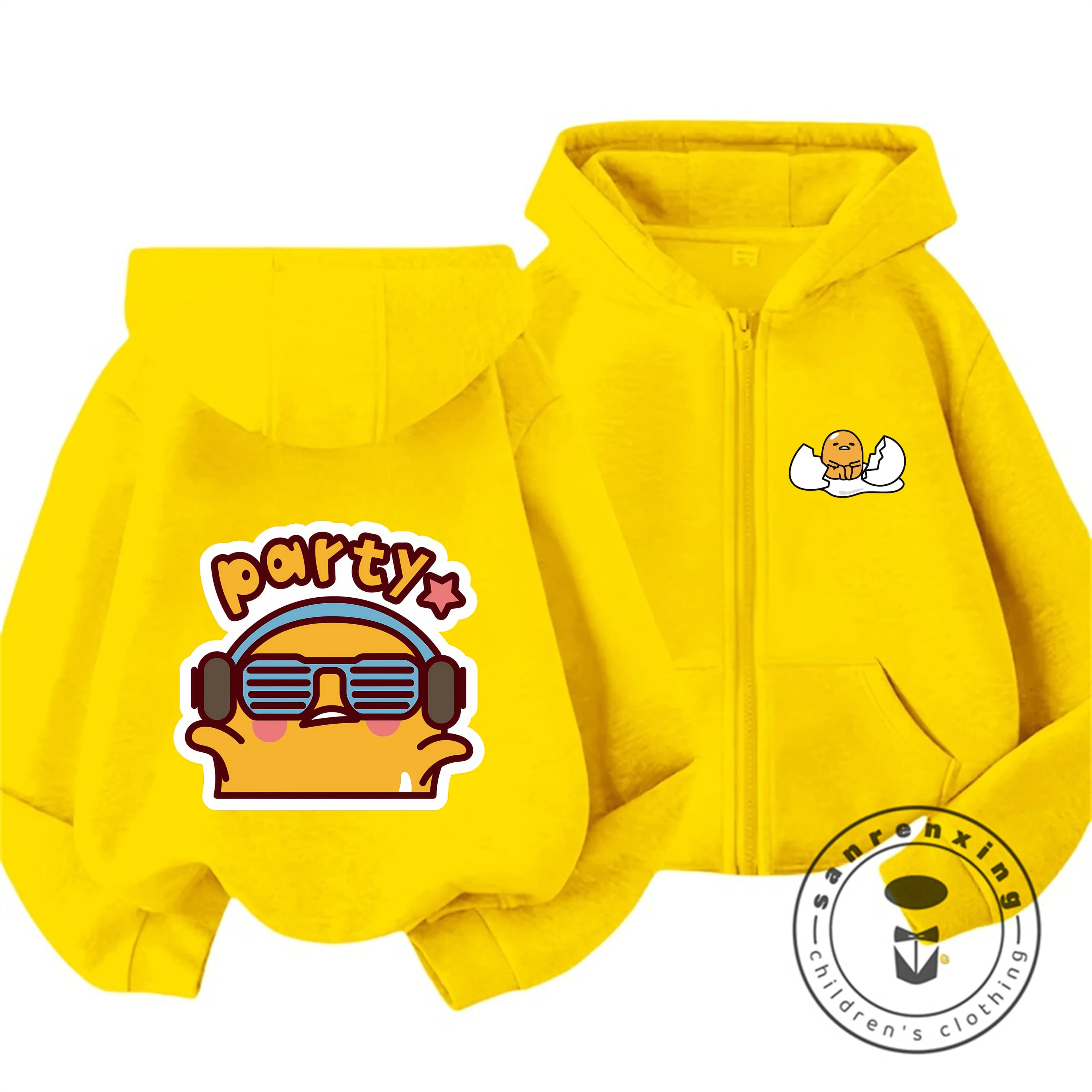 Giacca casual con zip autunno inverno, carina, alla moda, con cartoni animati, abbigliamento giovanile Gudetama per bambini 3-14 anni